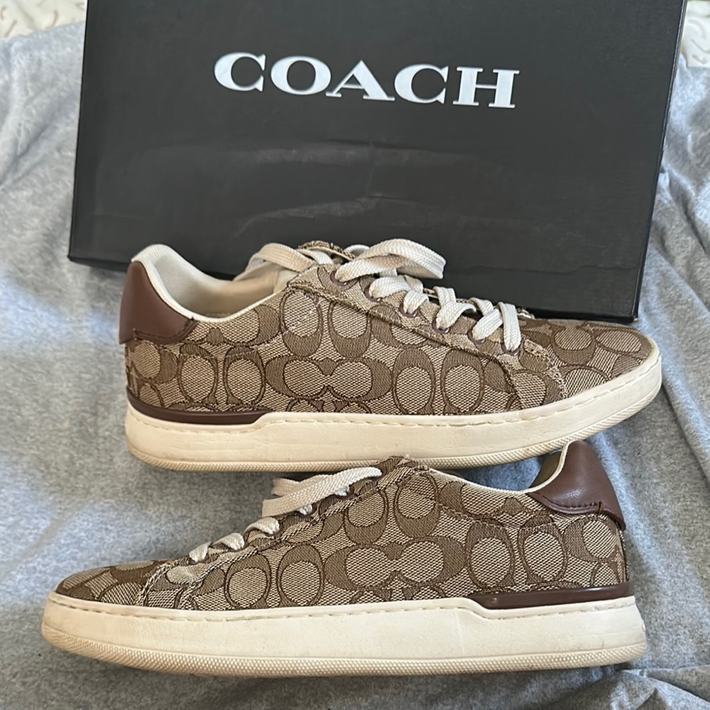 Coach Tan and Brown Signature Sneakers